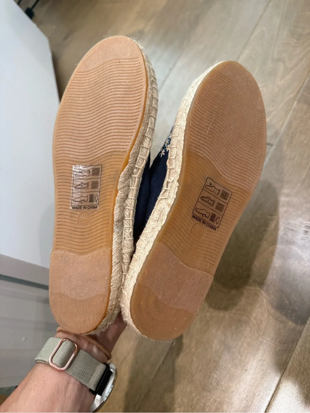 Soludos Navy Floral Embroidered Espadrille Slip-Ons